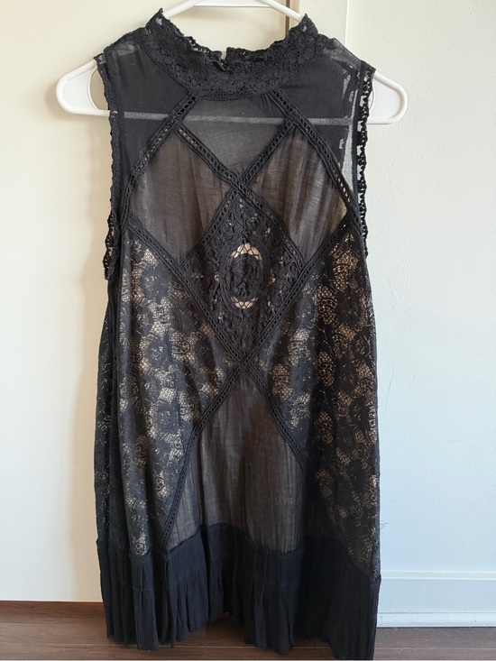 Free People Dresses & Skirts - Free People Black Lace Crochet Sleeveless Dress